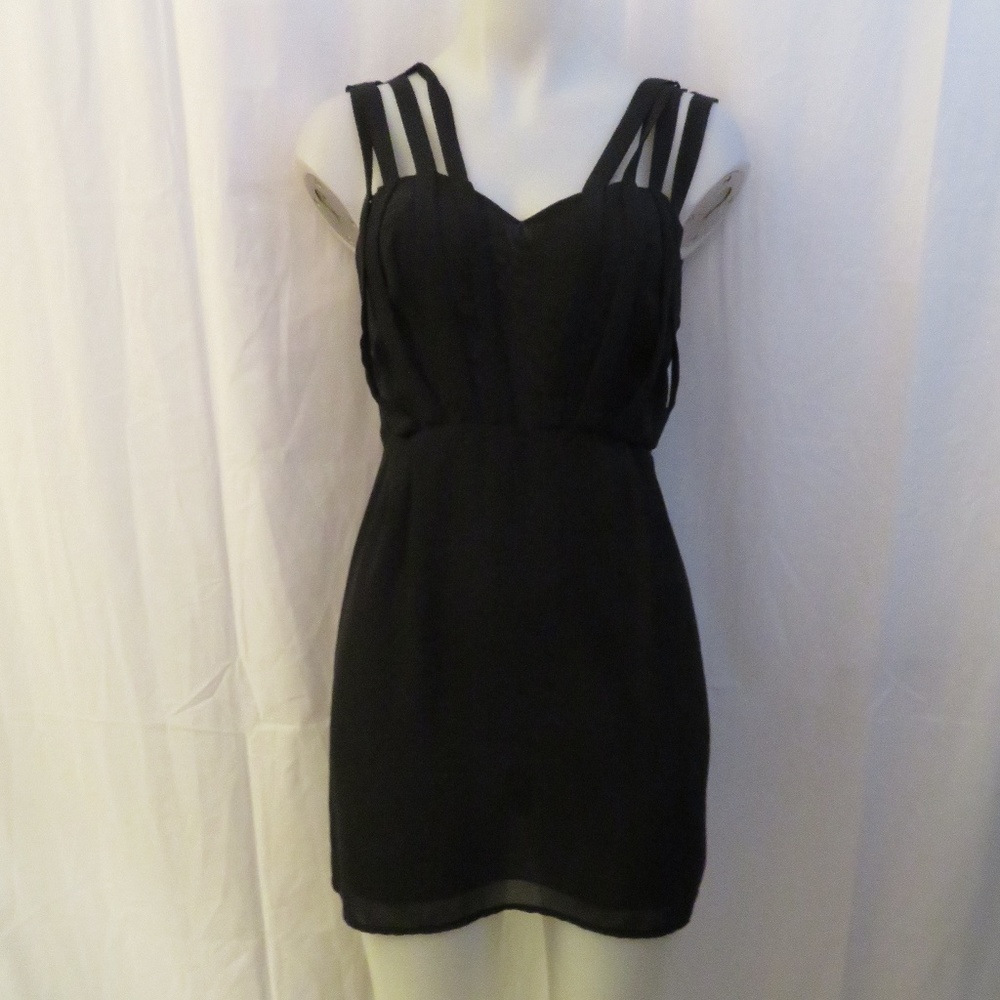 DOUBLE IN BRASS BLACK 4 STRAP DRESS M